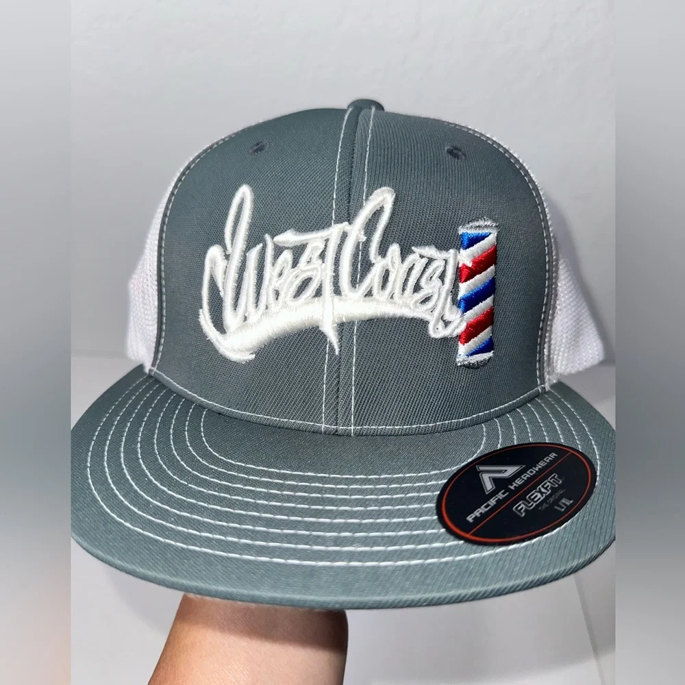 Pacific Headwear West Coast Cap Hat Size L-XL 7 3/8 - 8 Barber Hair Cuts Flexfit